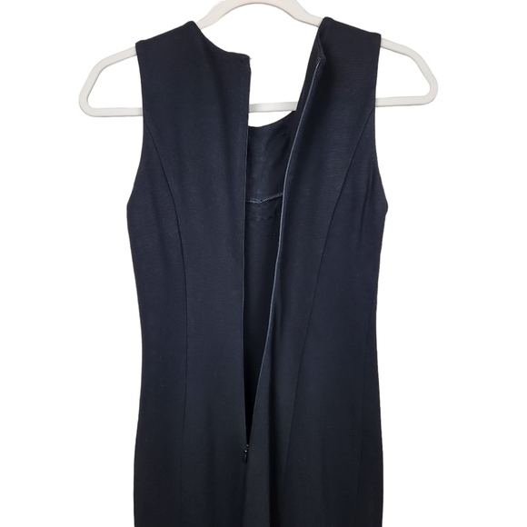 Calvin Klein Black Ruffled Zipper Floral Rose Shealth Dress LBD Women's Size 2 - Picture 7 of 12